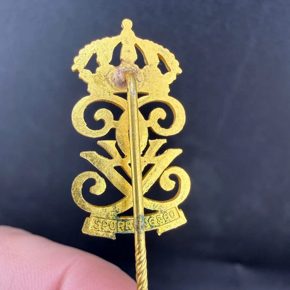 Vintage Sporrong & Co Stick Pin Heraldic  Crown Monogram Dated 1938